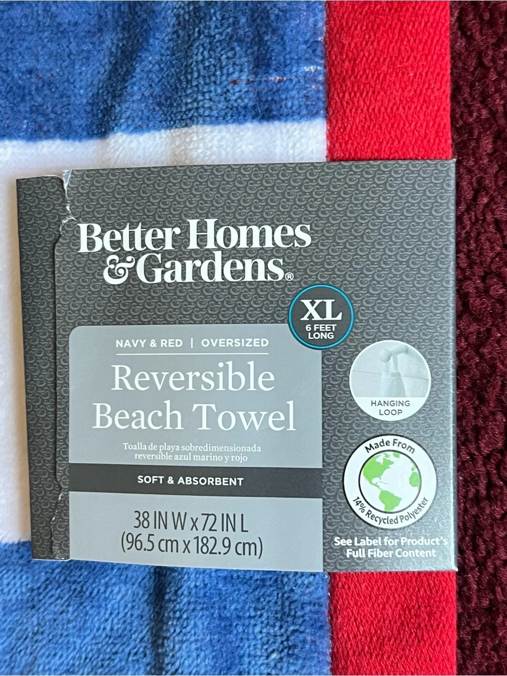 Oversized Reversible White and Blue Beach Towel